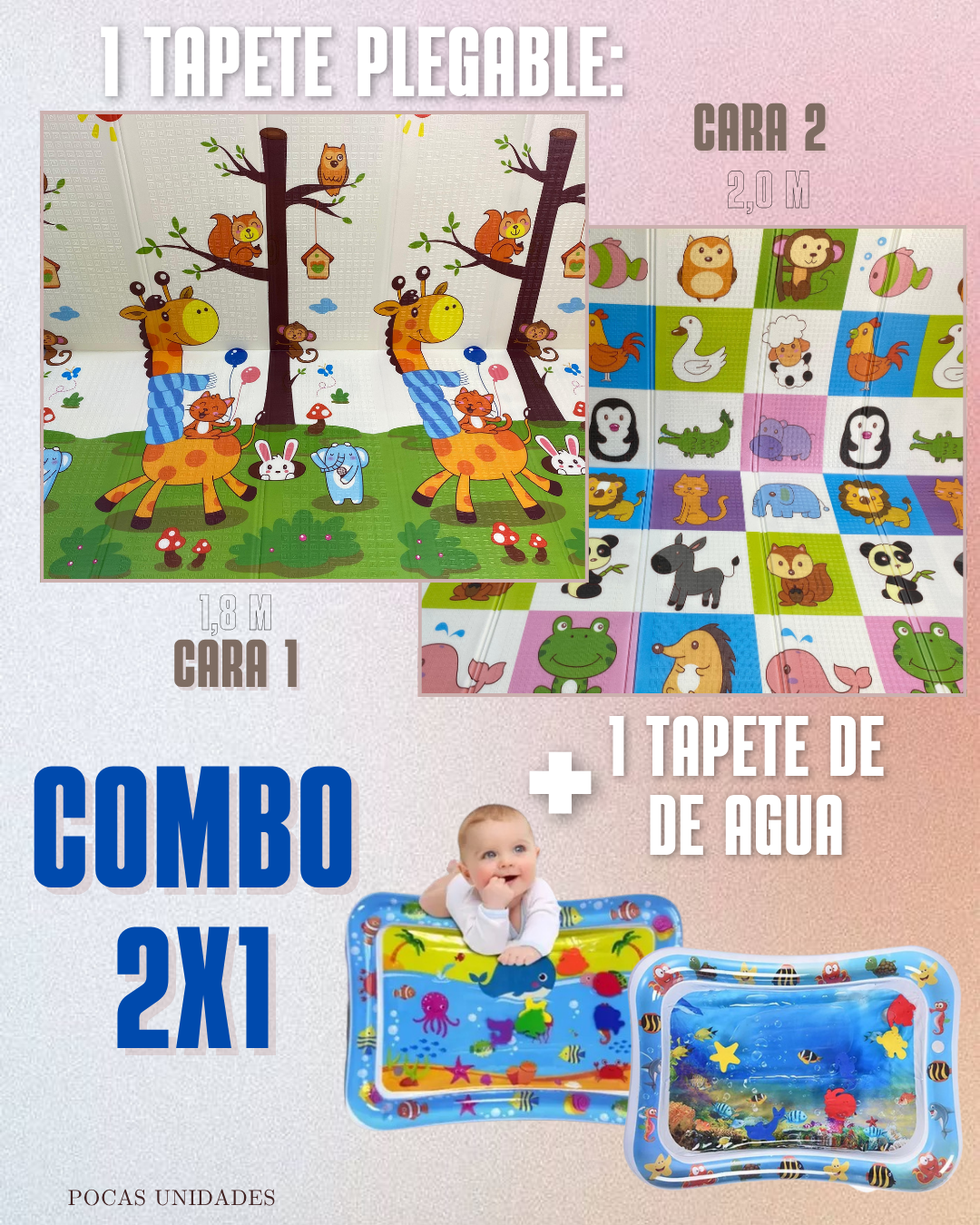 🧸 COMBO SENSORIAL 🌈 1 TAPETE PLEGABLE + 1 TAPETE DE AGUA 👶