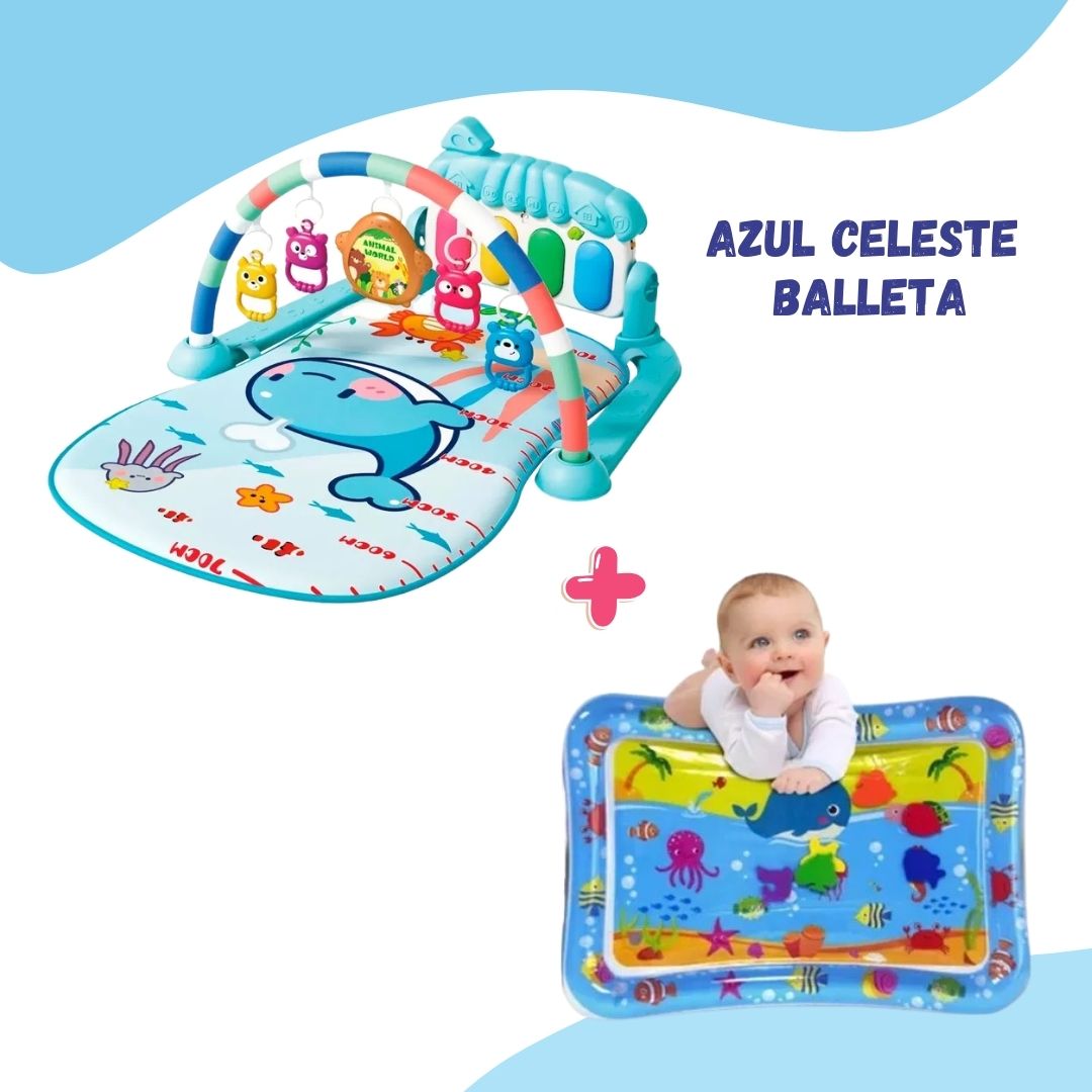 👶COMBO DESPIERTA LOS SENTIDOS 🎶🎹 GIMNASIO PIANO + TAPETE DE AGUA🐳