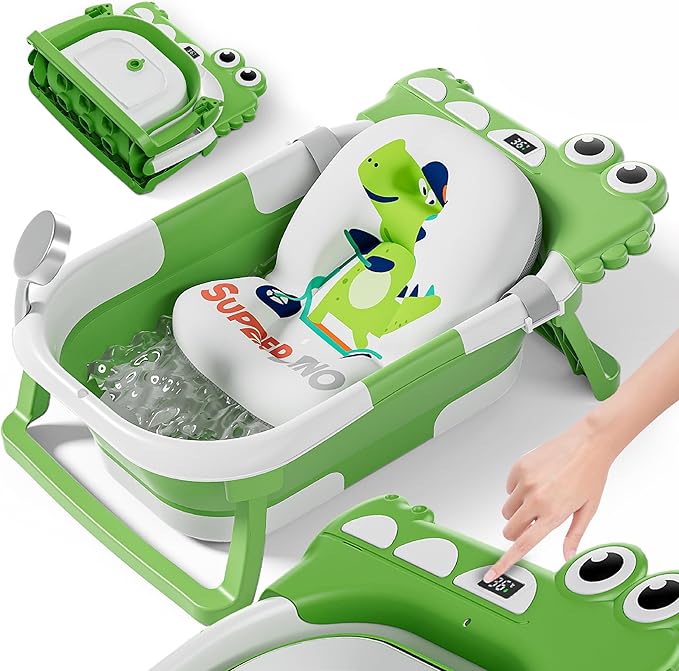 COMBO BAÑERA COCODRILO PLEGABLE + COJÍN + TERMOMETRO