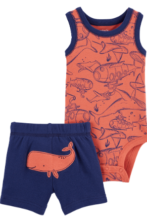 SET BODY Y SHORT BALLENAS NIÑOS