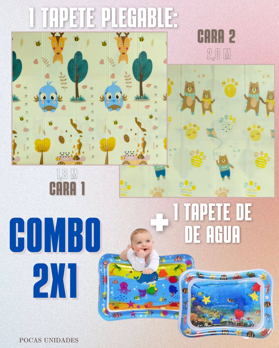 🧸 COMBO SENSORIAL 🌈 1 TAPETE PLEGABLE + 1 TAPETE DE AGUA 👶