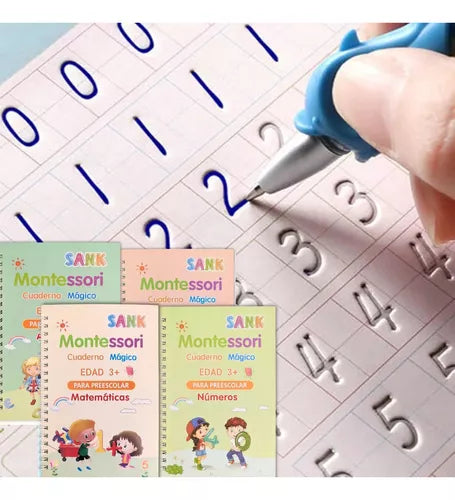 SET X 4 LIBROS MAGICOS DE CALIGRAFÍA MONTESSORI