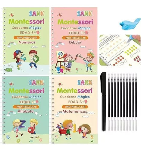 SET X 4 LIBROS MAGICOS DE CALIGRAFÍA MONTESSORI