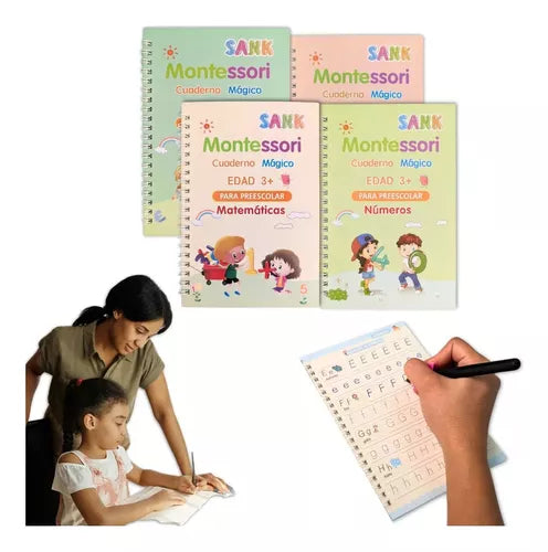 SET X 4 LIBROS MAGICOS DE CALIGRAFÍA MONTESSORI