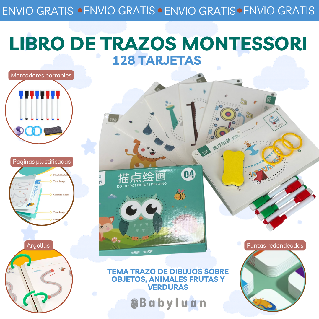 📝LIBRO DE TRAZOS MONTESSORI (128 PAGINAS)✍️