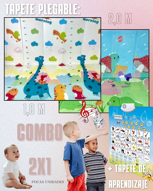 COMBO 2x1 - TAPETE DE GATEO 1,8m X 2m + TABLERO DE APRENDIZAJE