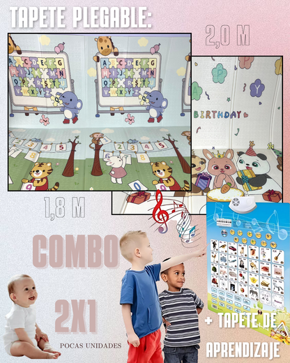 COMBO 2x1 - TAPETE DE GATEO 1,8m X 2m + TABLERO DE APRENDIZAJE