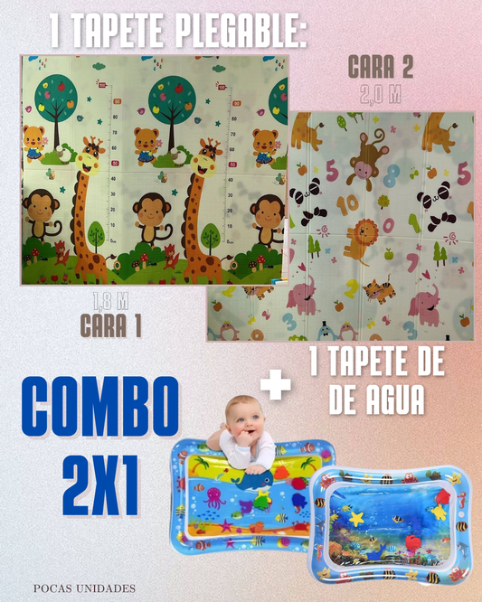 🧸 COMBO SENSORIAL 🌈 1 TAPETE PLEGABLE + 1 TAPETE DE AGUA 👶