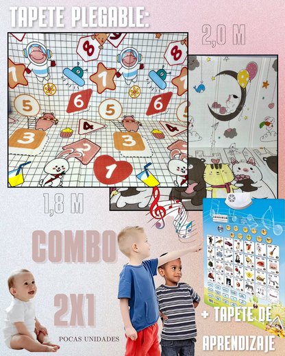 COMBO 2x1 - TAPETE DE GATEO 1,8m X 2m + TABLERO DE APRENDIZAJE