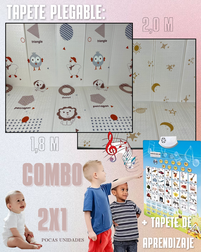 COMBO 2x1 - TAPETE DE GATEO 1,8m X 2m + TABLERO DE APRENDIZAJE