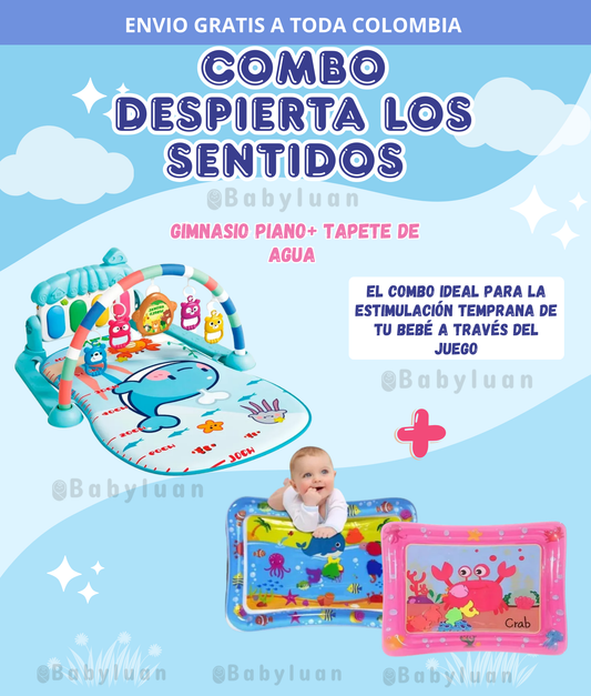 👶COMBO DESPIERTA LOS SENTIDOS 🎶🎹 GIMNASIO PIANO + TAPETE DE AGUA🐳