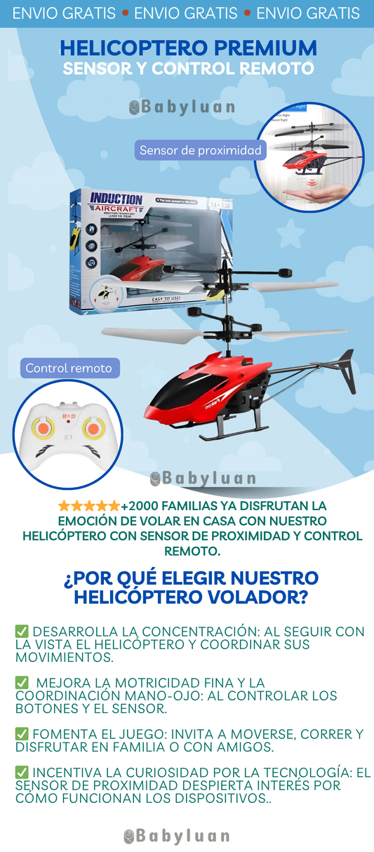 🚁HELICOPTERO PREMIUM (CONTRO REMOTO Y SENSOR)🚁