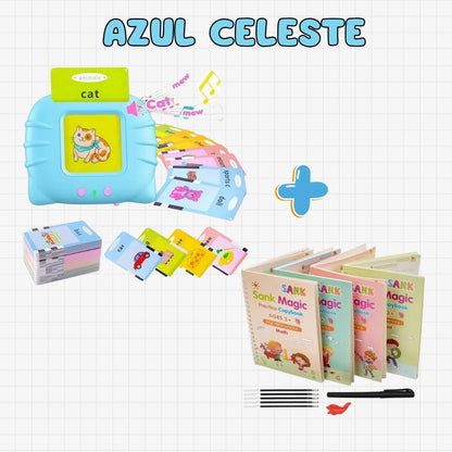📚✍️COMBO EDUCATIVO LECTOR DE TARJETAS BILINGUE + SET X4 LIBROS MONTESSORI📚✍️