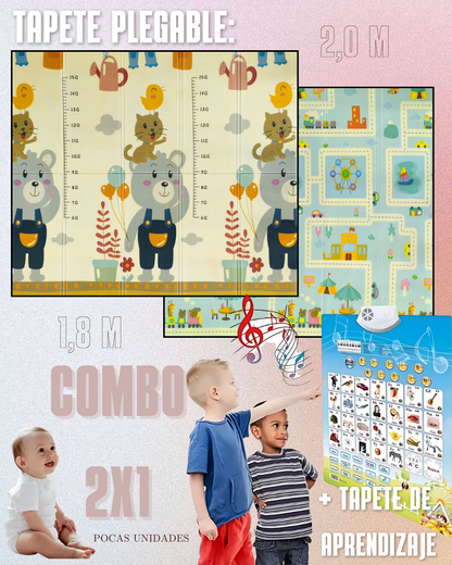 COMBO 2x1 - LLEVA 1 TAPETE DE GATEO 1,8m X 2m + 1 TABLERO DE APRENDIZAJE
