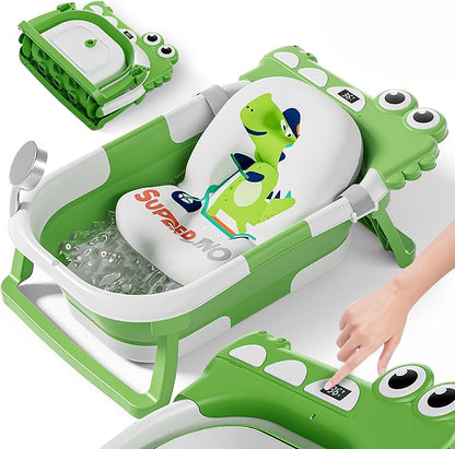 COMBO BAÑERA COCODRILO  PLEGABLE + COJÍN + TERMOMETRO