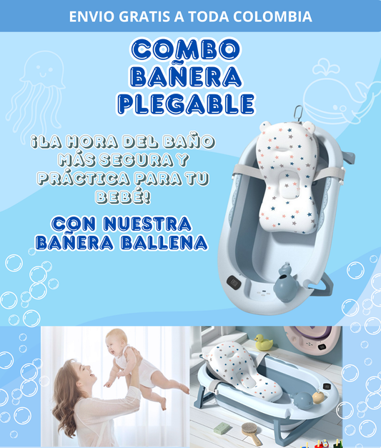 BAÑERA PLEGABLE + COJIN + TERMOMETRO + OBSEQUIO