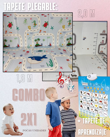 COMBO 2x1 - TAPETE DE GATEO 1,8m X 2m + TABLERO DE APRENDIZAJE