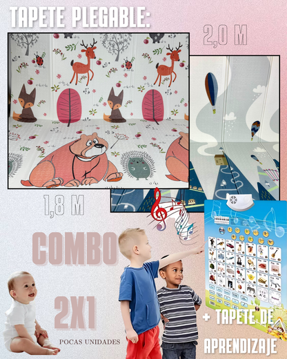 COMBO 2x1 - TAPETE DE GATEO 1,8m X 2m + TABLERO DE APRENDIZAJE