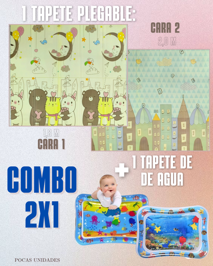 🧸 COMBO SENSORIAL 🌈 1 TAPETE PLEGABLE + 1 TAPETE DE AGUA 👶