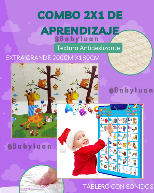 COMBO 2x1 - LLEVA 1 TAPETE DE GATEO 1,8m X 2m + 1 TABLERO DE APRENDIZAJE