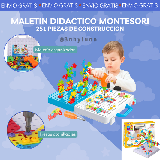 MALETIN DIDACTICO MONTESSORI PIEZAS DE CONSTRUCCION