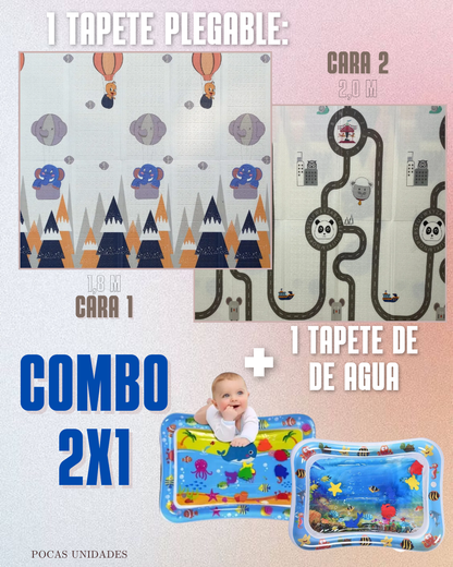 🧸 COMBO SENSORIAL 🌈 1 TAPETE PLEGABLE + 1 TAPETE DE AGUA 👶