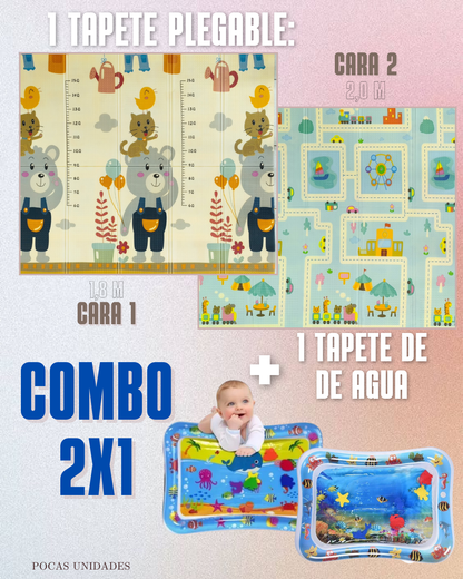 🧸 COMBO SENSORIAL 🌈 1 TAPETE PLEGABLE + 1 TAPETE DE AGUA 👶