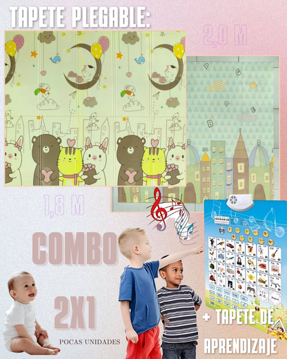 COMBO 2x1 - LLEVA 1 TAPETE DE GATEO 1,8m X 2m + 1 TABLERO DE APRENDIZAJE